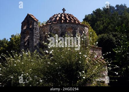 Greece Rhodes Island Eleousa village et St Nicholas Foundouklis monastère Banque D'Images