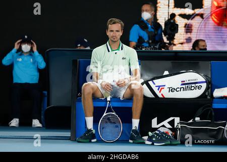 Melbourne, Australie, 20th janvier 2022.Daniel Medvedev, de Russie, est en action lors du Grand Chelem de tennis australien de Melbourne Park en 2022.Crédit photo: Frank Molter/Alamy Live News Banque D'Images