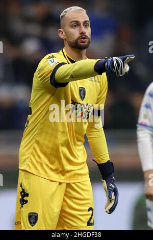 Milan, Italie.19th janvier 2022.Jacopo Furlan (Empoli FC) gestes pendant Inter - FC Internazionale vs Empoli FC, football italien Coppa Italia match à Milan, Italie, janvier 19 2022 crédit: Independent photo Agency/Alay Live News Banque D'Images