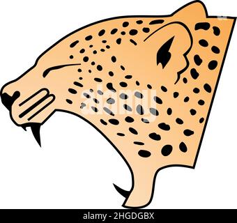 Illustrations vectorielles de portrait à tête rugissante au léopard agressif et en colère Illustration de Vecteur