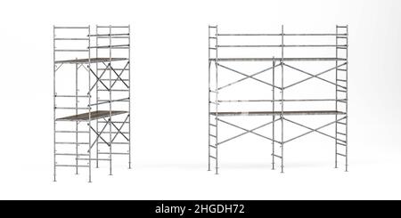 Échafaudage utilisé dans la construction isolé sur fond blanc - 3d rendu Banque D'Images