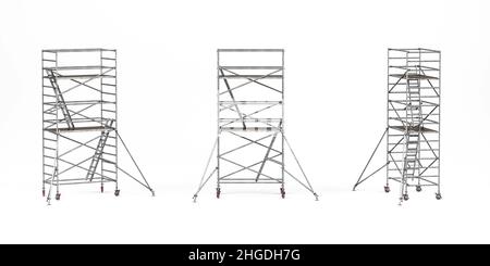 Échafaudage utilisé dans la construction isolé sur fond blanc - 3d rendu Banque D'Images