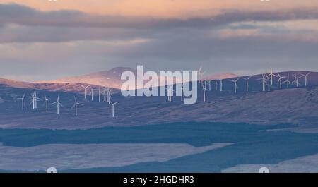 Ferme éolienne côtière Ecosse - Braes de Doune près de Stirling Banque D'Images