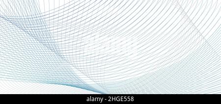 Motif bleu, bleu sarcelle, gris en forme de ligne.Concept de système de communication.Lignes d'intersection.Conception abstraite.Courbes minces vectorielles.Arrière-plan blanc.EPS10 Illustration de Vecteur