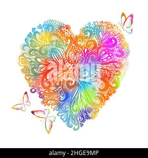 Coeur multicolore fait de fleurs.Saint Valentin.Illustration vectorielle Illustration de Vecteur