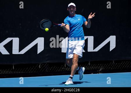 Melbourne, Australie.20th janvier 2022.MELBOURNE, AUSTRALIE - JANVIER 20 : Matwe Middelkoop des pays-Bas dans son match des doubles hommes avec Philipp Oswald d'Autriche lors de l'Open d'Australie 2022 au Melbourne Park le 20 janvier 2022 à Melbourne, Australie (photo d'Andy Astfalck/Orange Pictures) Credit: Orange pics/Alay BV Live News Banque D'Images