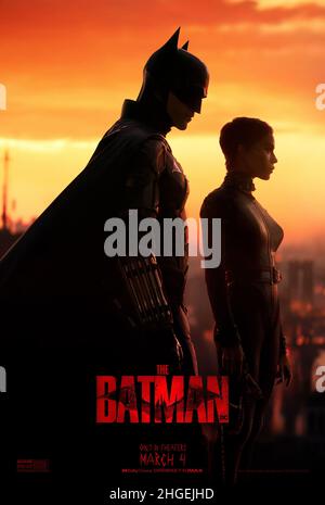 DATE DE PUBLICATION : le 4 mars 2022.TITRE : le Batman.STUDIO: Warner Bros. DIRECTEUR: Matt Reeves.COMPLOT : dans sa deuxième année de crime de combat, Batman décache la corruption à Gotham City qui se connecte à sa propre famille tout en faisant face à un tueur en série connu sous le nom de Riddler.AVEC: ROBERT PATTINSON comme Batman, ZOE KRAVITZ comme Selena Kyle poster Art. (Credit image: © Warner Bros/Entertainment Pictures) Banque D'Images