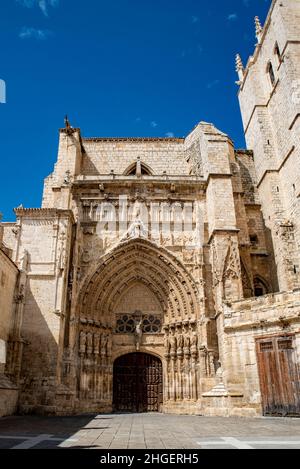 L'église de la Cathédrale Sainte de San Antolín à Palencia, un bâtiment gothique dans la communauté autonome de Castilla y León, Espagne. Banque D'Images