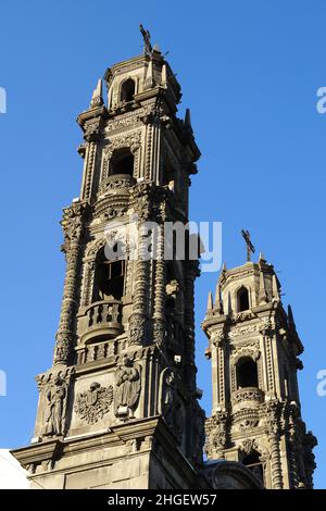 Église de San Cristóbal, Templo de San Cristobal, Puebla, Heroica Puebla de Zaragoza, État de Puebla, Mexique, Amérique du Nord Banque D'Images