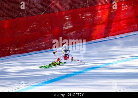 Olympia Slope, Cortina d'Ampezzo, Italie, 20 janvier 2022,Jasmine FLURY (SUI) pendant la coupe du monde de ski 2022 FIS - formation des femmes Super Giant - course de ski alpin crédit: Live Media Publishing Group/Alay Live News Banque D'Images