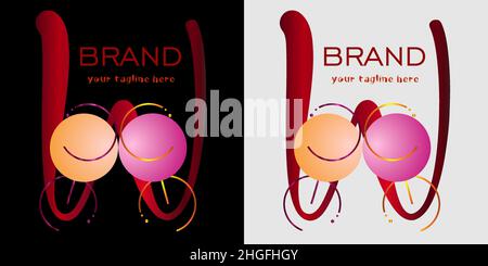 logo abstrait avec deux verres de vin et une lettre w en arrière-plan 1 Illustration de Vecteur