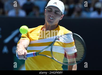 Melbourne, Australie.20th janvier 2022.Rod laver Arena Melbourne Park Day 4 20/01/2022 Chris O'Connell (AUS) remporte le deuxième tour du match Credit: Roger Parker/Alay Live News Banque D'Images