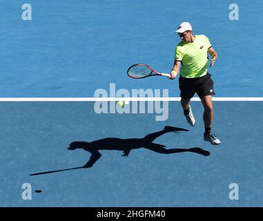 Melbourne, Australie.20th janvier 2022.Rod laver Arena Melbourne Park Day 4 20/01/2022 Kamil Majchrzak (POL) perd le deuxième tour du match Credit: Roger Parker/Alay Live News Banque D'Images