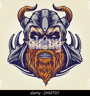 Illustrations vectorielles pour votre travail du viking Military Horned Helmet logo, t-shirt de la mascotte, autocollants et étiquettes, affiche, cartes de vœux Illustration de Vecteur