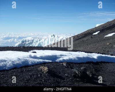 Champs de glace du mont Kilimandjaro Banque D'Images