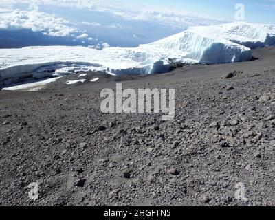 Champs de glace du mont Kilimandjaro Banque D'Images