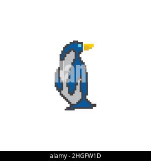 Pixel art mignon dessin animé pingouin vecteur illustration 8 bit design adapté pour les personnages de jeu.EPS 10 Illustration de Vecteur