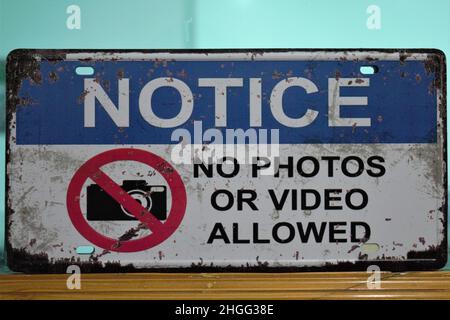 Avis ou panneau d'affichage aucune photo ou vidéo autorisée symbole de vecteur de caméra Banque D'Images