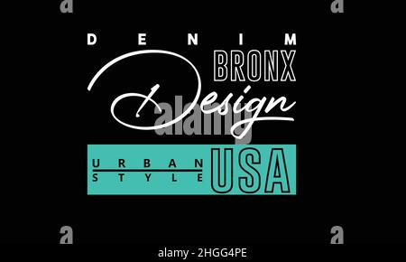 bronx street wear american urban t-shirt monogramme texte modèle vectoriel Illustration de Vecteur