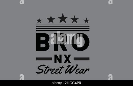 Denim bronx Street Wear american Urban t-shirt monogramme texte modèle vectoriel Illustration de Vecteur
