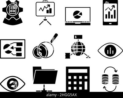 Ensemble d'icônes d'analyse.Illustration vectorielle entièrement modifiable.Texte développé. Illustration de Vecteur