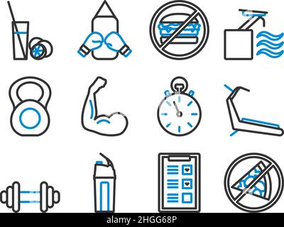 Ensemble d'icônes d'entraînement. Contour gras modifiable avec Color Fill Design. Illustration vectorielle. Illustration de Vecteur