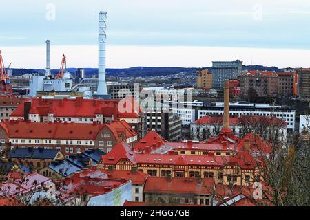 Panorama aérien du quartier touristique de Goteborg Haga, Suède, Göteborg Banque D'Images