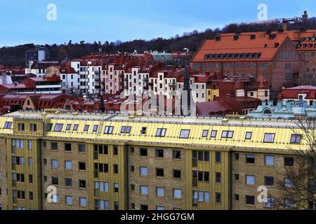 Panorama aérien du quartier touristique de Goteborg Haga, Suède, Göteborg Banque D'Images