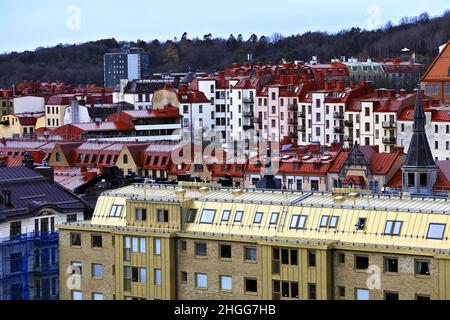 Panorama aérien du quartier touristique de Goteborg Haga, Suède, Göteborg Banque D'Images