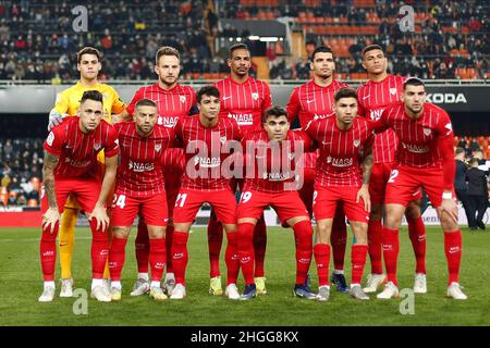 19 janvier 2022 ; Stade Mestalla, Valence, Espagne ; football de la Liga,Valencia CF versus Sevilla FC; joueurs Sevilla FC Banque D'Images