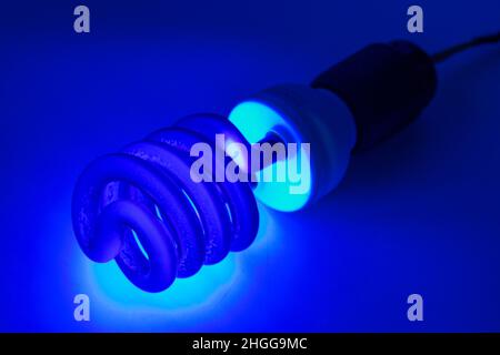 Lampe fluorescente UV - UV CCFL - cathode froide sur surface blanche Banque D'Images