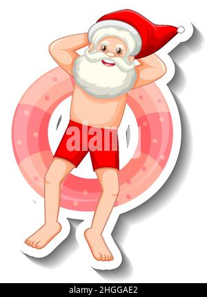 Santa Claus sur l'illustration de l'anneau de natation gonflable Illustration de Vecteur