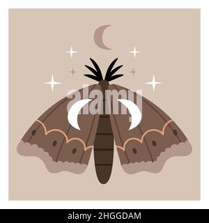 Magnifique papillon céleste dans des tons bruns.Illustration pour les affiches, les cartes et les invitations de pépinière pour enfants boho. Illustration de Vecteur