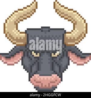 Zodiaque Horoscope Astrologie Taurus Pixel Art Sign Illustration de Vecteur