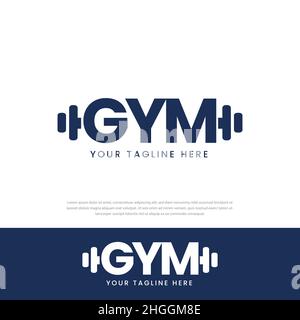 MODÈLE de design avec logo GYM Fitness et symbole Barbell Illustration de Vecteur