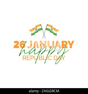 Journée de la république indienne 26 janvier.Happy indian republic Day concept avec drapeaux indiens. Illustration de Vecteur