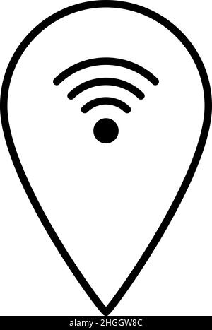 Vecteur d'icône de contour de localisation Wi-Fi Illustration de Vecteur