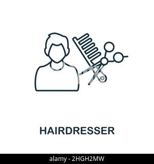 Icône coiffure.Elément de ligne de la collection coiffure.Signe d'icône de coiffeur linéaire pour la conception de Web, infographies et plus encore. Illustration de Vecteur