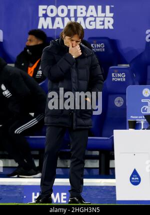 Tottenham Hotspur Manager Antonio Conte - Leicester City v Tottenham Hotspur, Premier League, King Power Stadium, Leicester, Royaume-Uni - 19th janvier 2022 utilisation éditoriale uniquement - des restrictions DataCo s'appliquent Banque D'Images