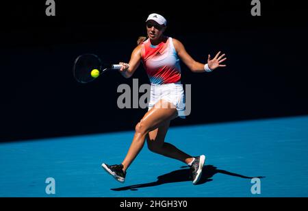 21st janvier 2022.Melbourne, Australie.20th janvier 2022.Jessica Pegula, des États-Unis, en action contre Nuria Parizas Diaz, d'Espagne, lors du troisième tour de l'Open d'Australie 2022, tournoi de tennis WTA Grand Chelem le 21 janvier 2022 à Melbourne Park à Melbourne, Australie - photo : Rob Prange/DPPI/LiveMedia crédit : Independent photo Agency/Alay Live News crédit :Agence photo indépendante/Alamy Live News Banque D'Images