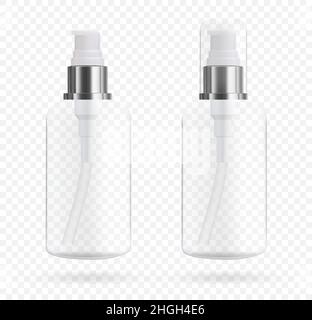 Flacon cosmétique avec distributeur de savon et de cosmétiques.Maquette d'emballage pour liquides.Illustration de Vector 3D Illustration de Vecteur