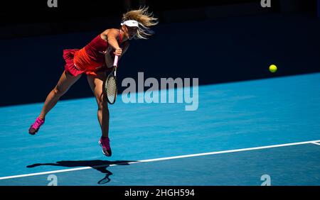 21st janvier 2022.Marta Kostyuk, de l'Ukraine, en action contre Paula Badosa, de l'Espagne lors du troisième tour de l'Open d'Australie 2022, tournoi de tennis WTA Grand Chelem le 21 janvier 2022 au Melbourne Park à Melbourne, Australie - photo: Rob Prange/DPPI/LiveMedia crédit: Independent photo Agency/Alay Live News Banque D'Images