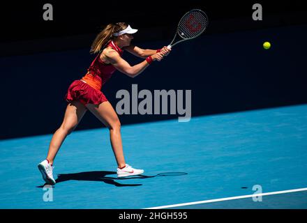 21st janvier 2022.Paula Badosa d'Espagne en action contre Marta Kostyuk d'Ukraine lors du troisième tour à l'Open d'Australie 2022, tournoi de tennis WTA Grand Chelem le 21 janvier 2022 au Melbourne Park à Melbourne, Australie - photo: Rob Prange/DPPI/LiveMedia crédit: Independent photo Agency/Alay Live News Banque D'Images