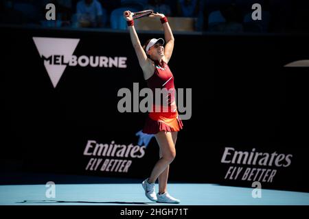 21st janvier 2022.Paula Badosa d'Espagne en action contre Marta Kostyuk d'Ukraine lors du troisième tour à l'Open d'Australie 2022, tournoi de tennis WTA Grand Chelem le 21 janvier 2022 au Melbourne Park à Melbourne, Australie - photo: Rob Prange/DPPI/LiveMedia crédit: Independent photo Agency/Alay Live News Banque D'Images