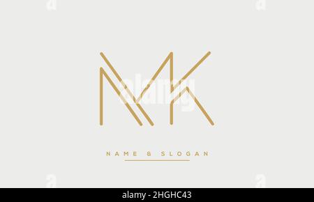Lettre moderne abstraite MK, logo KM.MK minimal, VECTEUR d'icône basé SUR LE KM initial Illustration de Vecteur