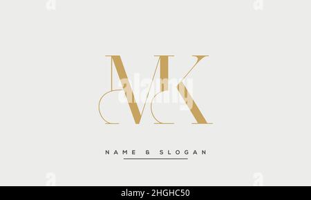 Lettre moderne abstraite MK, logo KM.MK minimal, VECTEUR d'icône basé SUR LE KM initial Illustration de Vecteur