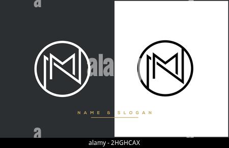 Lettre abstraite moderne MN, logo NM.Mn minimal, VECTEUR d'icône basé sur Nm initial Illustration de Vecteur
