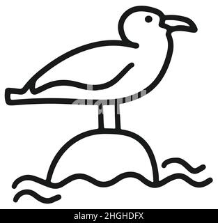 Icône mouette d'esquisse.Dessin de ligne dessin à la main dessin de l'illustration vectorielle Doodle Illustration de Vecteur