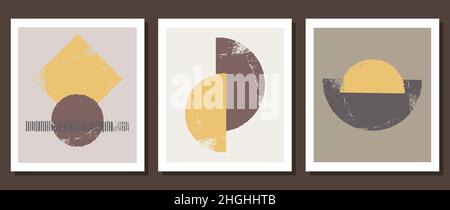 Un ensemble d'affiches avec un design géométrique.Éléments de formes primitives.Style moderne.Boho Illustration de Vecteur