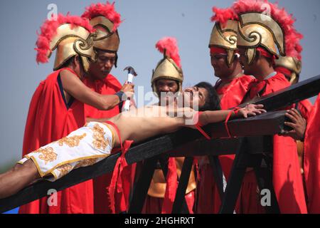 Crucifixion aux Philippines , San Pedro Cutud , San Fernando Banque D'Images